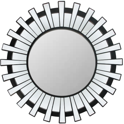 25.5" Black Sunburst Round Wall Mounted Mirror
