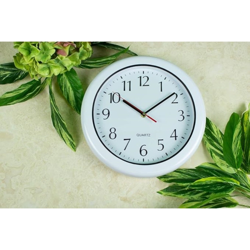 12" White Large Print Outdoor Clock