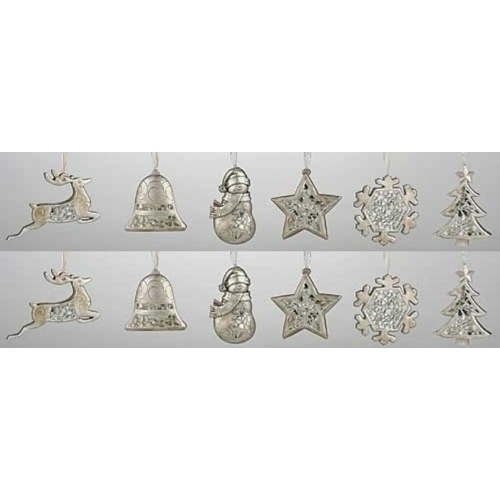 Club Pack of 12 Christmas Treasure Mosaic Holiday Symbol Ornaments