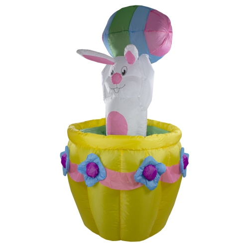 5.5ft Lighted and Animated Inflatable Easter Bunny Basket Outdoor Decoration