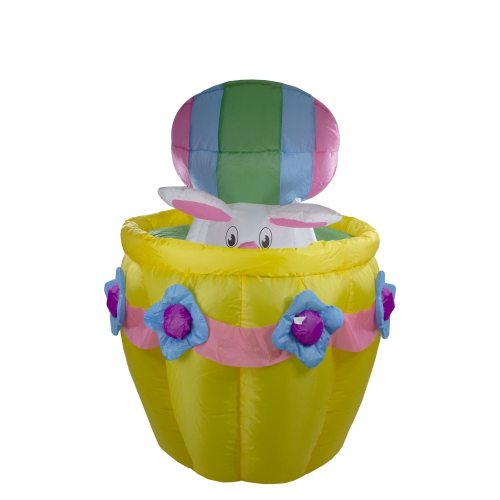 5.5ft Lighted and Animated Inflatable Easter Bunny Basket Outdoor Decoration
