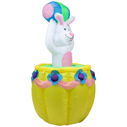 5.5ft Lighted and Animated Inflatable Easter Bunny Basket Outdoor Decoration