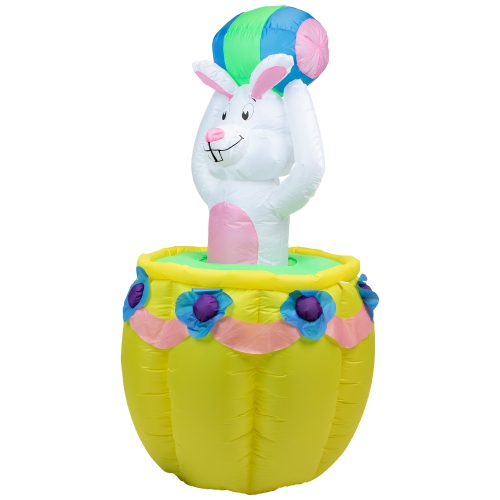 5.5ft Lighted and Animated Inflatable Easter Bunny Basket Outdoor Decoration