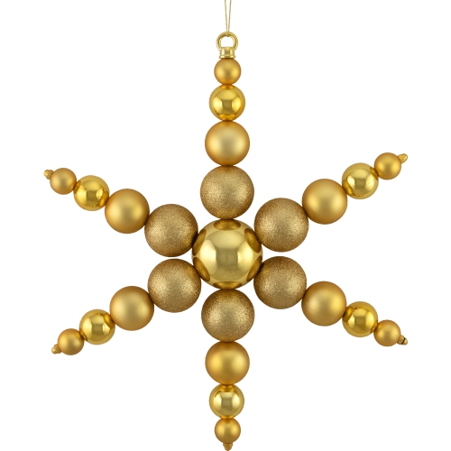 NORTHLIGHT  Shatterproof 3-Finish Snowflake Commercial Christmas Ornament - 18" - In Gold