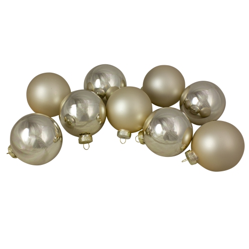 NORTHLIGHT  9Ct Champagne 2-Finish Glass Ball Christmas Ornaments 2.5" (65Mm) In Gold