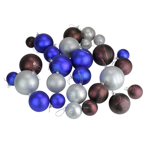 CMI  27Ct And Brown Shatterproof Matte Christmas Ball Ornaments 4" (100Mm) In Blue