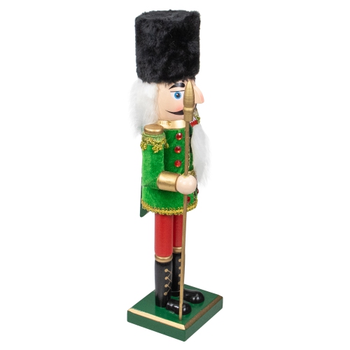 14" Green and Red Christmas Nutcracker Soldier with Spear