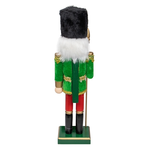 14" Green and Red Christmas Nutcracker Soldier with Spear