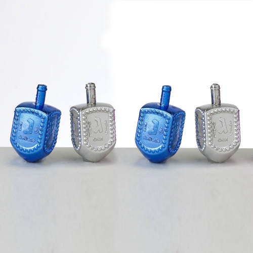 Jar of Dreidels, Spin the Dreidel Hanukah avec 25 pièces argentées et bleues
