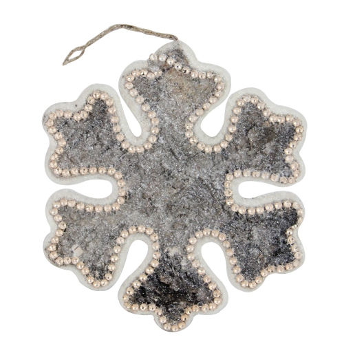 NORTHLIGHT  8" And Brown Rustic Embellished Christmas Snowflake Ornament In White
