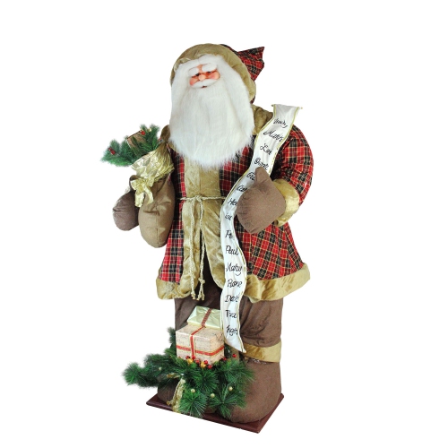 8' Green and Red LED Lighted Inflatable Musical Santa Claus Christmas Figurine with Gift Bag