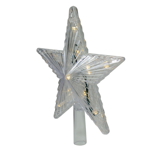 9.5" Lighted White Star Christmas Tree Topper - White and Multicolor LED Lights
