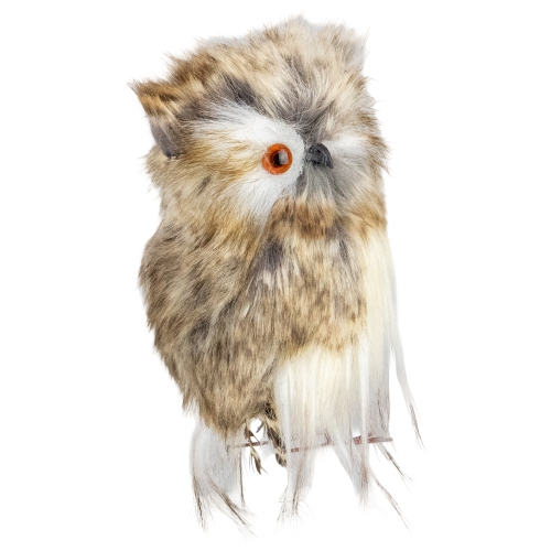Décoration de Noël en peluche hibou brun et blanc de 4.75 po