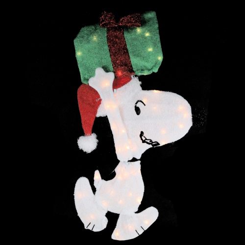 32" Lighted Peanuts Snoopy with Present Christmas Outdoor Yard Decoration