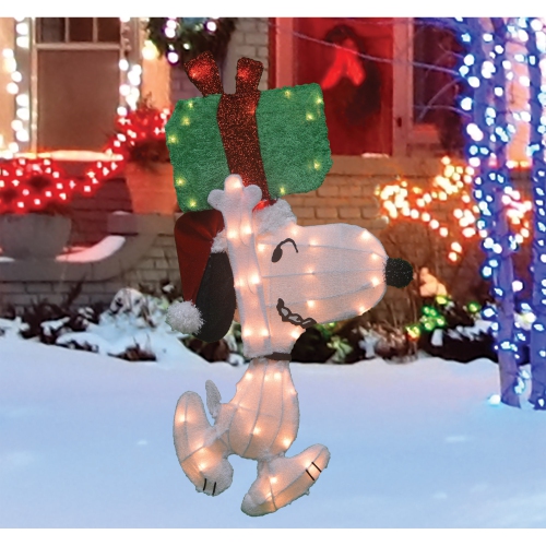 32" Lighted Peanuts Snoopy with Present Christmas Outdoor Yard Decoration