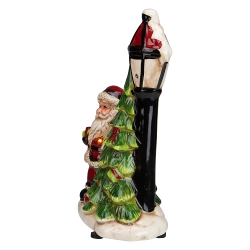 10.75" Musical LED Santa Light-Post Christmas Figurine