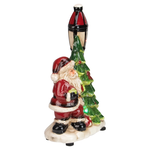10.75" Musical LED Santa Light-Post Christmas Figurine