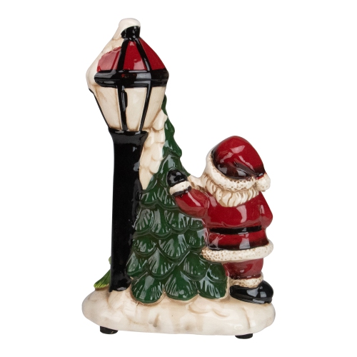 10.75" Musical LED Santa Light-Post Christmas Figurine