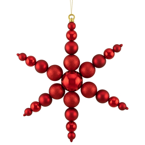 NORTHLIGHT  3-Finish Snowflake Commercial Christmas Ornament - 18" - In Red