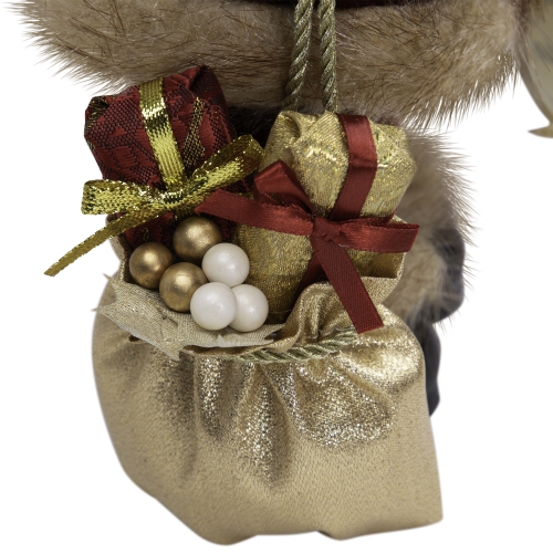 12" Woodland Standing Santa Claus Christmas Figure with Name List and Gift Bag