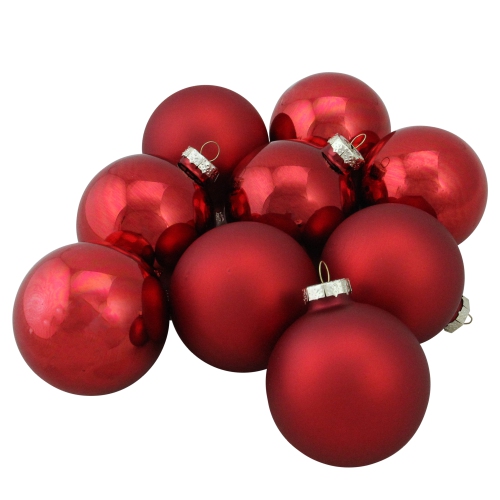 9ct Red 2-Finish Christmas Ball Ornaments 2.5"