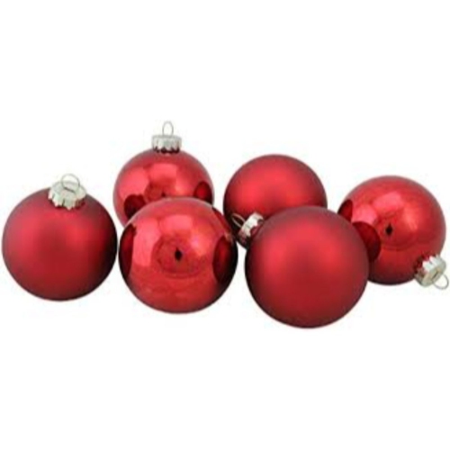 9ct Red 2-Finish Christmas Ball Ornaments 2.5"