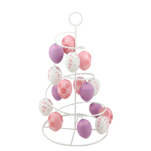 NORTHLIGHT  14.25" And Purple Floral Cut Out Easter Egg Tree In White
