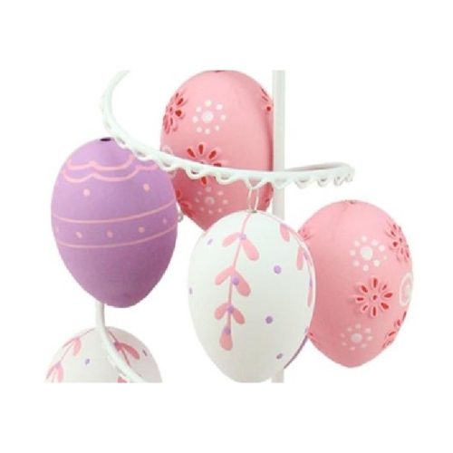 14.25" White and Purple Floral Cut Out Easter Egg Tree
