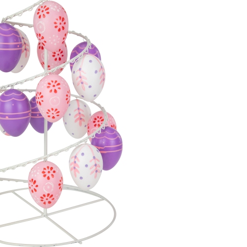 14.25" White and Purple Floral Cut Out Easter Egg Tree