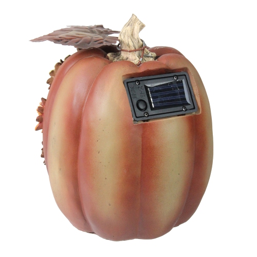 8" Brown Solar Powered Floral Pumpkin Outdoor Decoration
