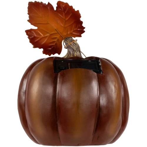 8" Brown Solar Powered Floral Pumpkin Outdoor Decoration