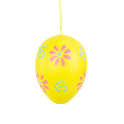 Set of 29 Blue and Yellow Painted Floral Spring Easter Egg Ornaments 3.25"