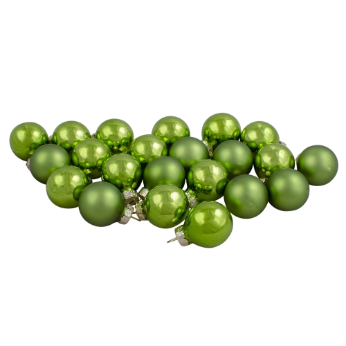NORTHLIGHT  24Ct Kiwi 2-Finish Glass Ball Christmas Ornaments 1" (25Mm) In Green