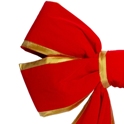 25" x 37" Giant Red 3D 4-Loop Velveteen Christmas Bow with Gold Trim
