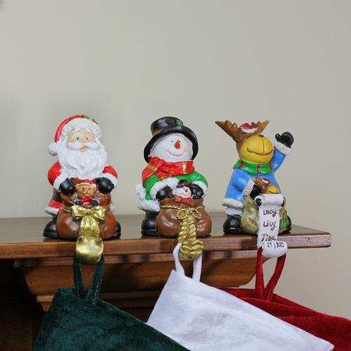 Set of 3 Santa, Snowman and Reindeer Christmas Stocking Holders 5.25"