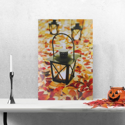 LED Lighted Fall Foliage and Lanterns Canvas Wall Art 23.5" x 15.5"