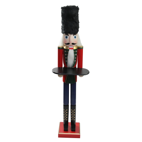 NORTHLIGHT  48.25" And Black Christmas Butler Nutcracker With Tray In Red