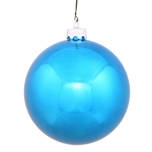 VICKERMAN  Shiny Turquoise Shatterproof Christmas Ball Ornament 2.75" (70Mm) In Blue