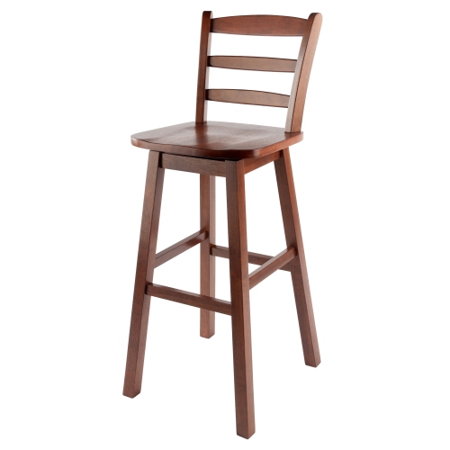 SLICKBLUE  Scalera Ladder-Back Swivel Seat Bar Stool, Walnut