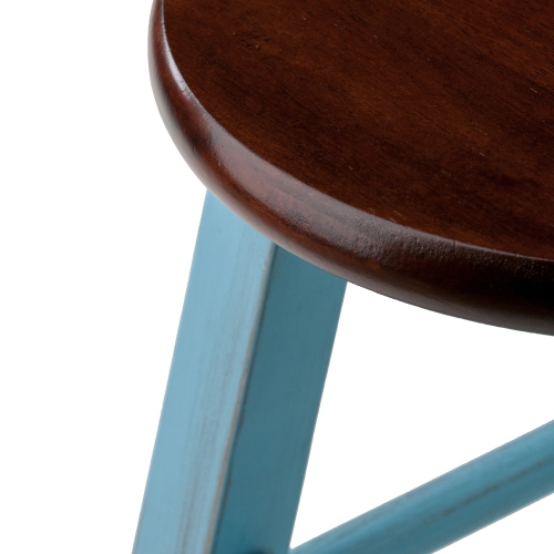 Tabouret de comptoir Ivy, bleu clair rustique et noyer