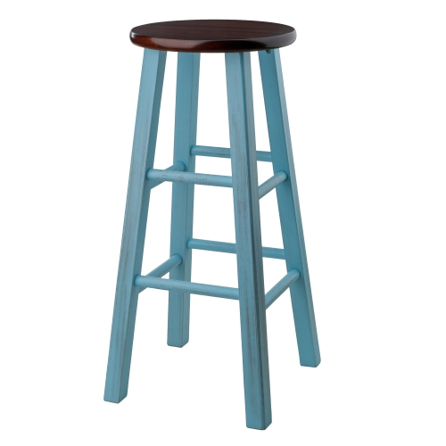 SLICKBLUE  Ivy Bar Stool, Rustic And Walnut In Light Blue