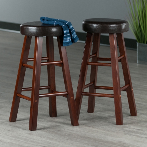 Maria 2-Pc Cushion Seat Counter Stool Set, Espresso & Walnut
