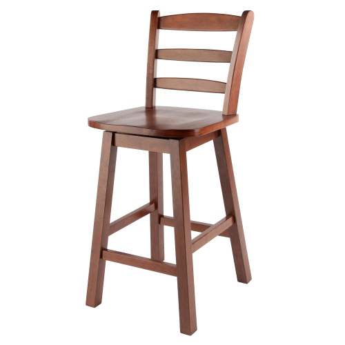 SLICKBLUE  Scalera Ladder-Back Swivel Seat Counter Stool, Walnut