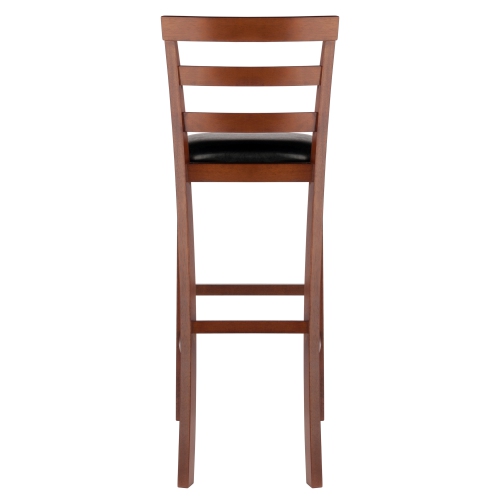 Simone 2-Pc Cushion Ladder-back Bar Stool Set, Black and Walnut
