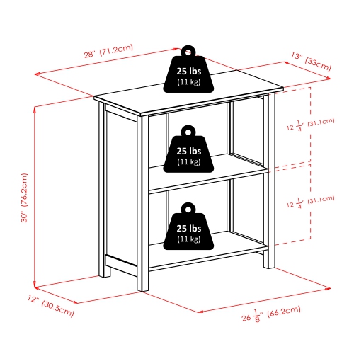 Étagère de rangement à 2 sections Milan, noyer