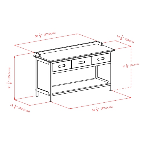 Banc à 3 tiroirs Adriana avec rangement, noyer