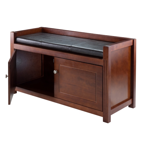 Charleston 2-Pc Storage Bench with Seat Cushion, Walnut and Espresso