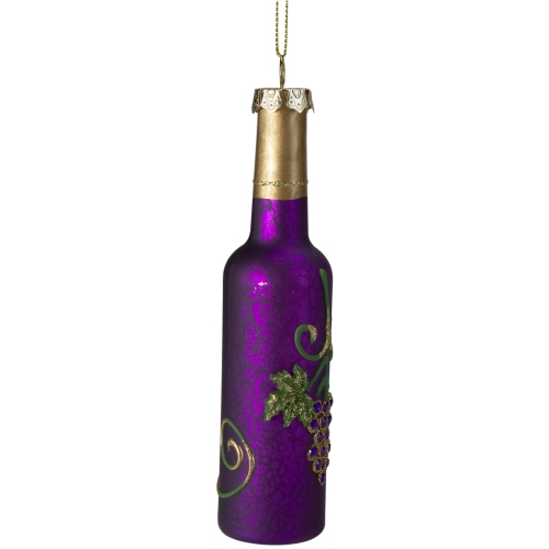 6" Purple and Gold Mercury Style Wine Bottle Glass Christmas Ornament