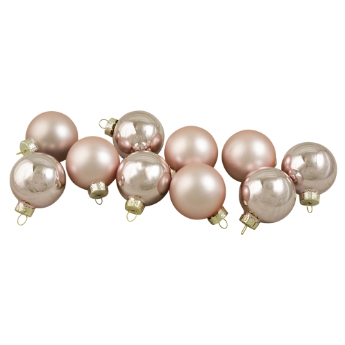 NORTHLIGHT  10Ct Glass 2-Finish Christmas Ball Ornaments 1.75" (45Mm) In Baby Pink