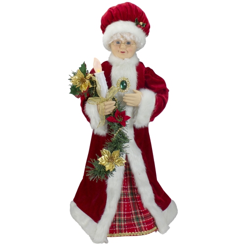 NORTHLIGHT  24-Inch Animated Mrs. Claus With Lighted Candle Musical Christmas Figure